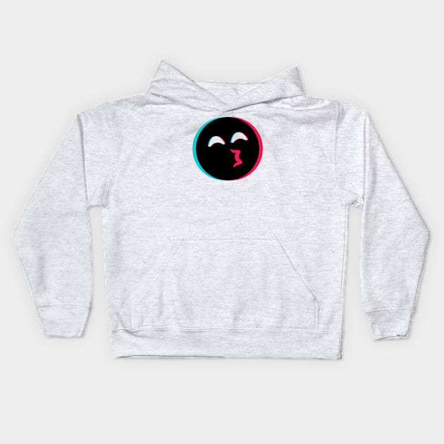 TikTok kissing emoji smiley Black Kids Hoodie by ThingyDilly